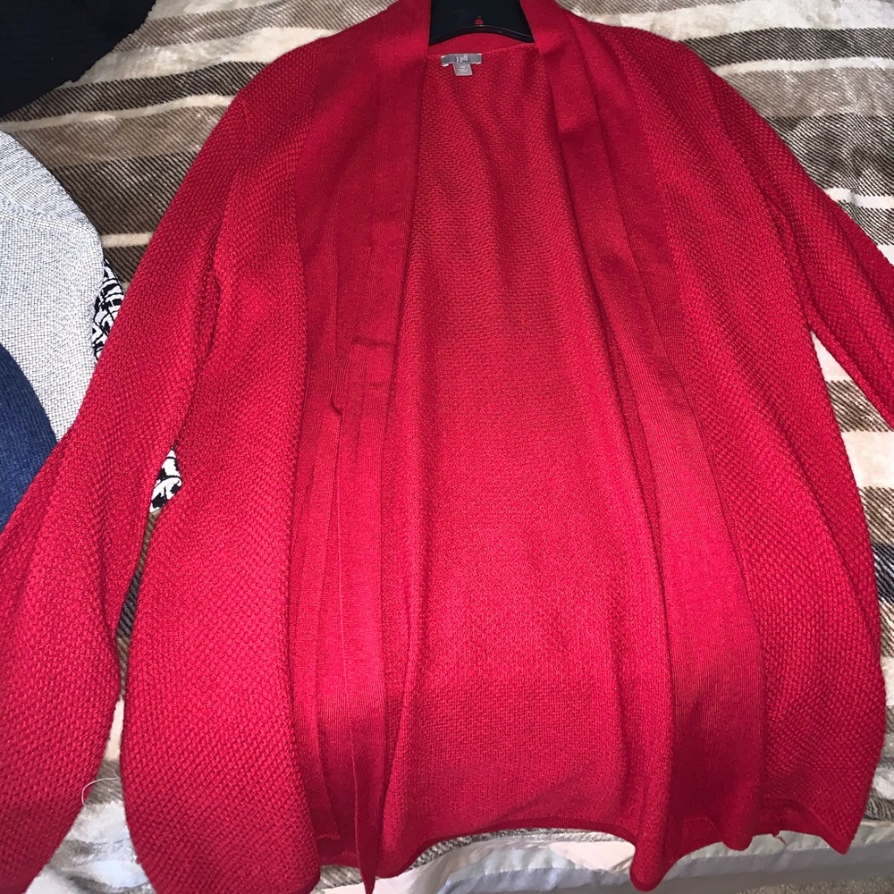 Red cardigan